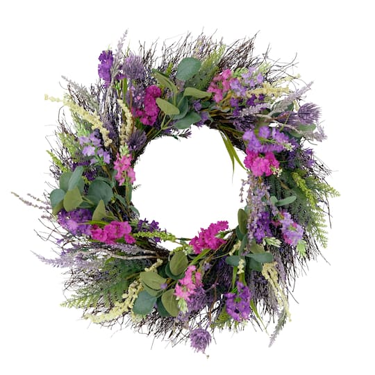 6 Pack: 24'' Green & Eucalyptus Floral Spring Wreath